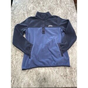 Blue Columbia Fleece Pullover Medium 1/4 Button Up Sweater Snap Color Block